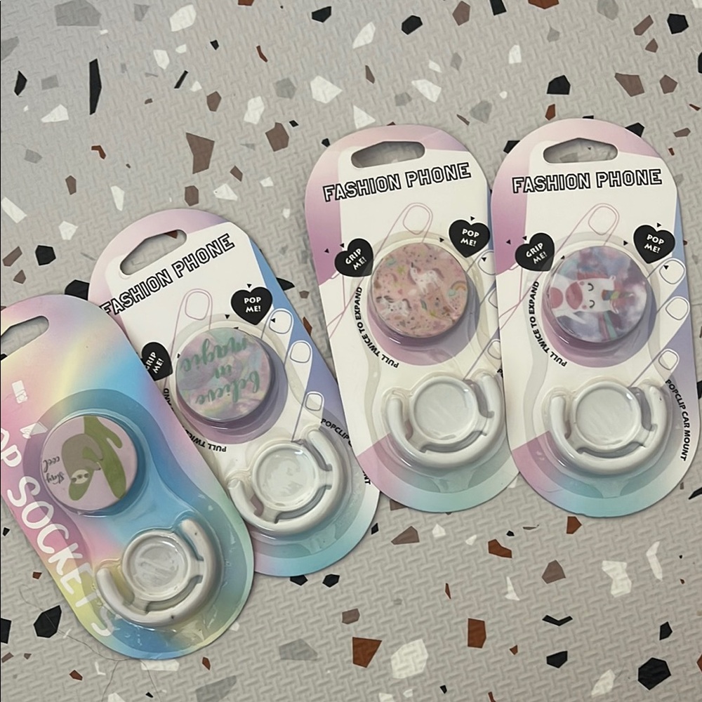 Four Colorful Pop Sockets Set